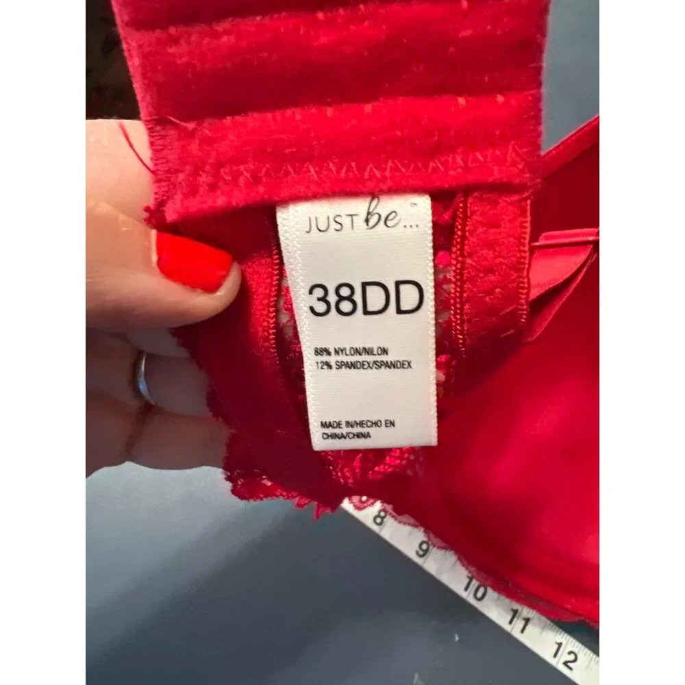 Just‎ Be 38DD Red Lace Underwire Bra Coquette